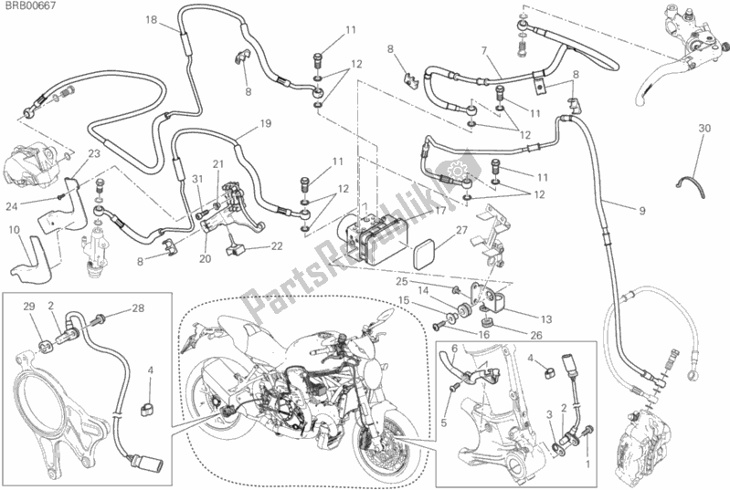 Todas as partes de Sistema De Freio Antitravamento (abs) do Ducati Monster 1200 25 2019